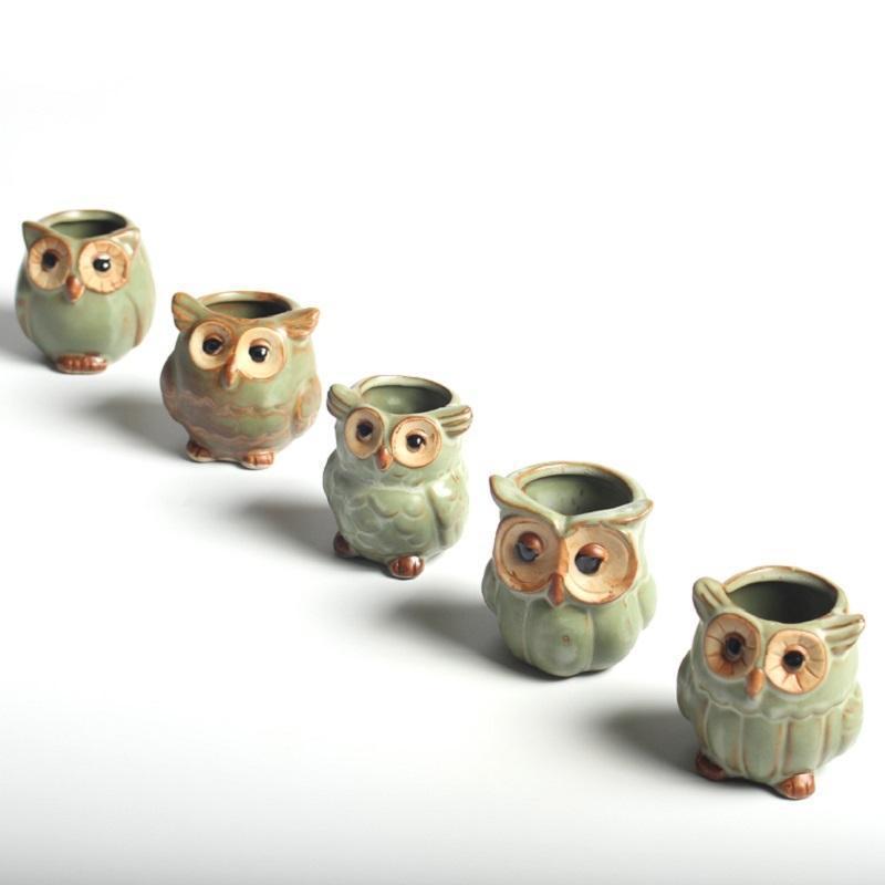 Brehn | Eulen Keramischer Blumentopf Set 5-teilig