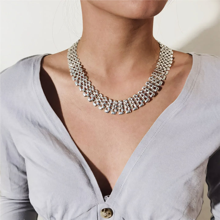 Brehn | Breite Fließende Flache Ketten Choker Halskette