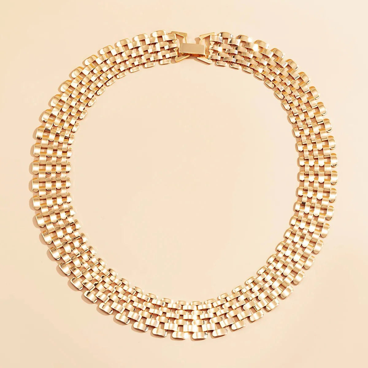 Brehn | Breite Fließende Flache Ketten Choker Halskette