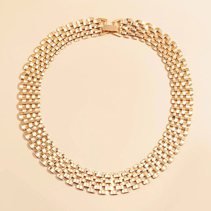 Brehn | Breite Fließende Flache Ketten Choker Halskette