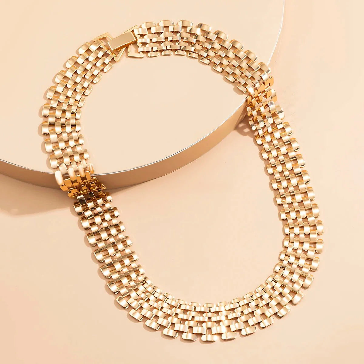 Brehn | Breite Fließende Flache Ketten Choker Halskette