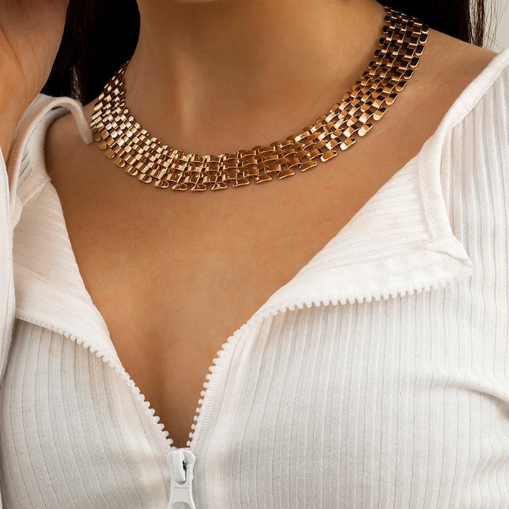 Brehn | Breite Fließende Flache Ketten Choker Halskette