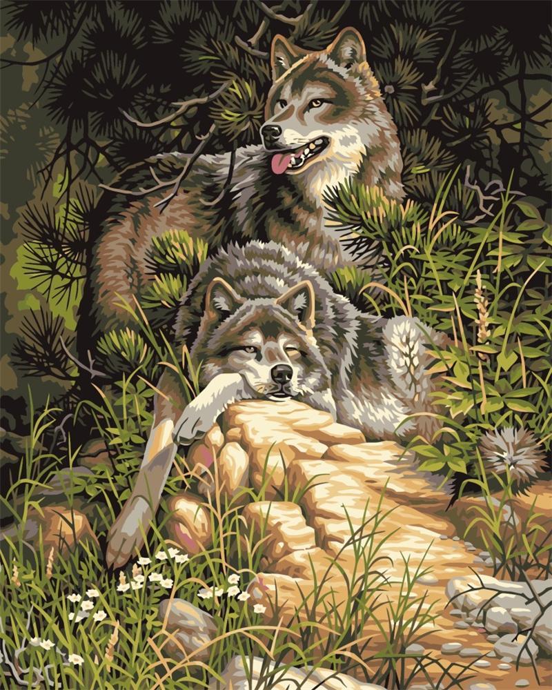 Lounging Wolves - Van-Go Malen-nach-Zahlen Set | Brehn