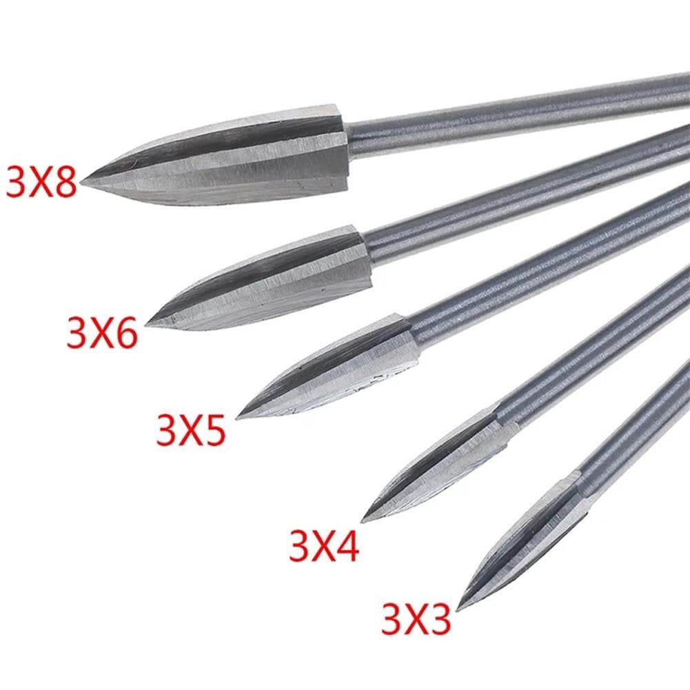 Brehn | 5-tlg. Holzschnitz- & Gravur-Bohrer Set | Hochgeschwindigkeitsstahl (HSS) | 3mm Universalschaft | Präzisionsfräser für Holz, Acryl & PVC | Professionelles DIY-Zubehör