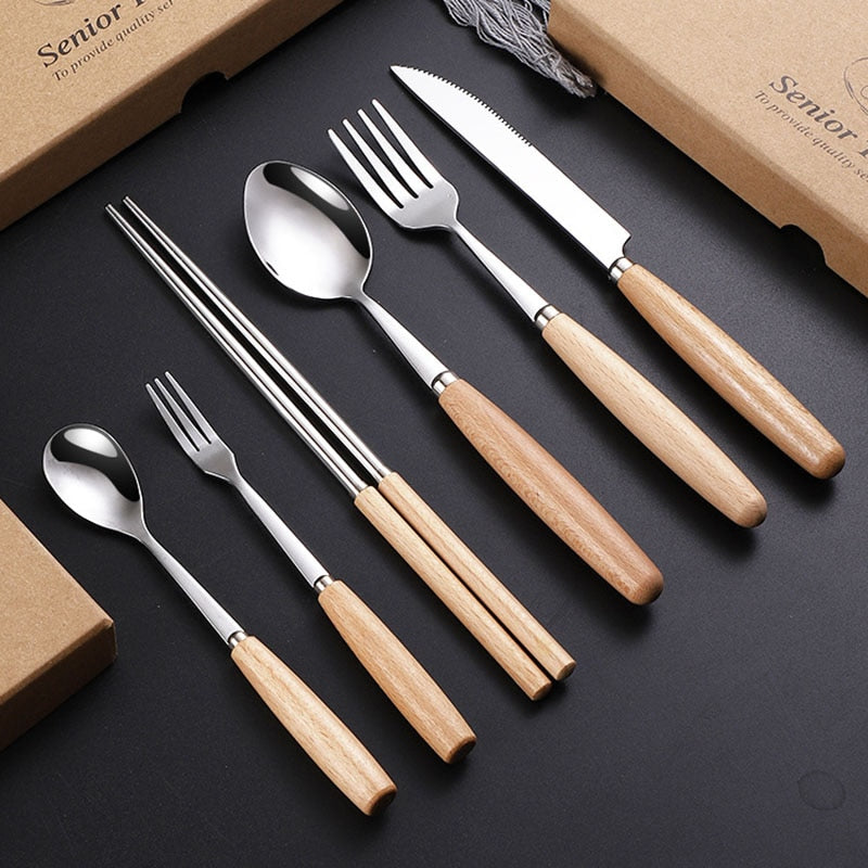 Holzgriff Besteck Tragbares Set | Brehn