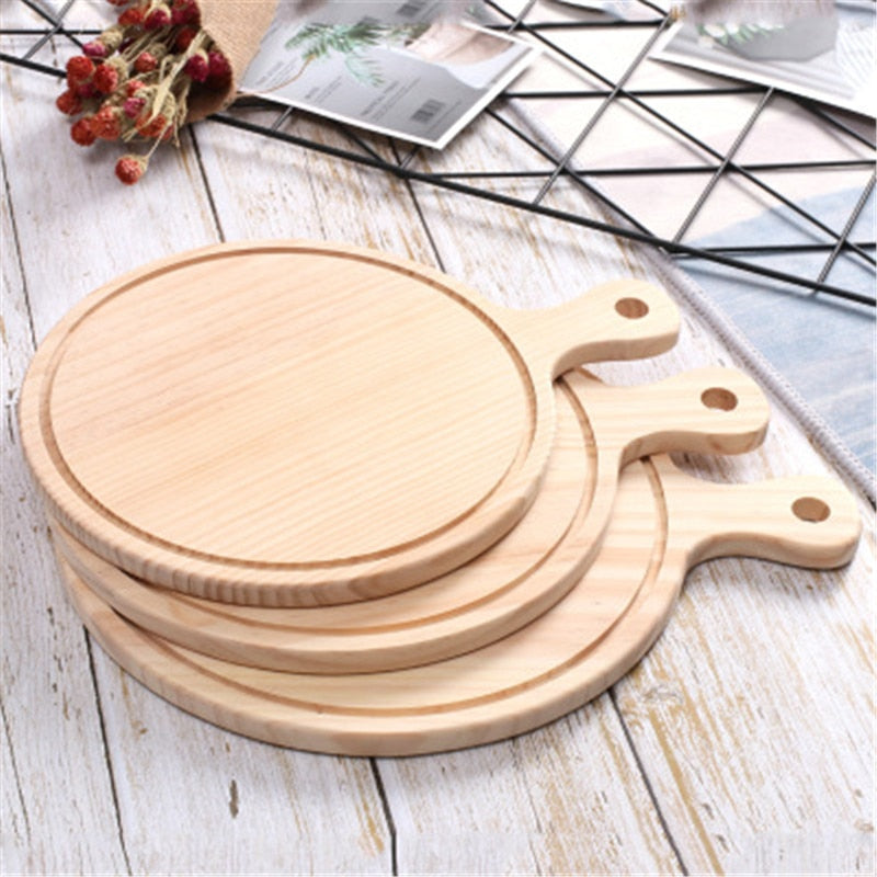 Holz-Pizza-Board Rund mit Hand Pizza Backblech Pizza Board | Brehn