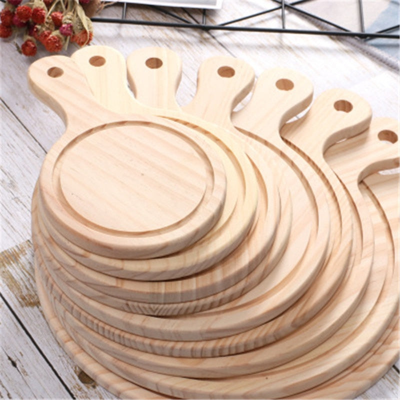 Holz-Pizza-Board Rund mit Hand Pizza Backblech Pizza Board | Brehn