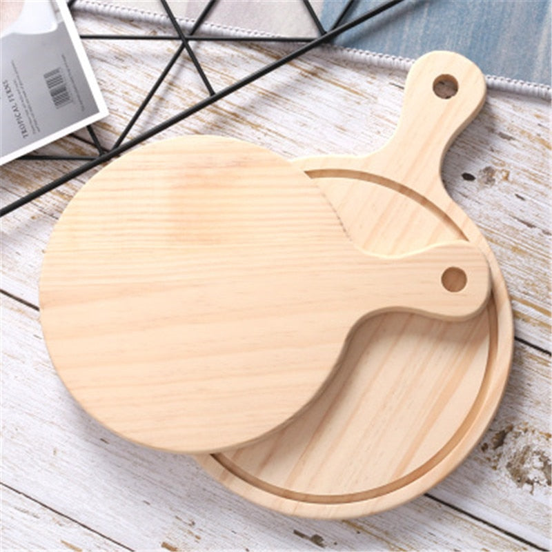 Holz-Pizza-Board Rund mit Hand Pizza Backblech Pizza Board | Brehn