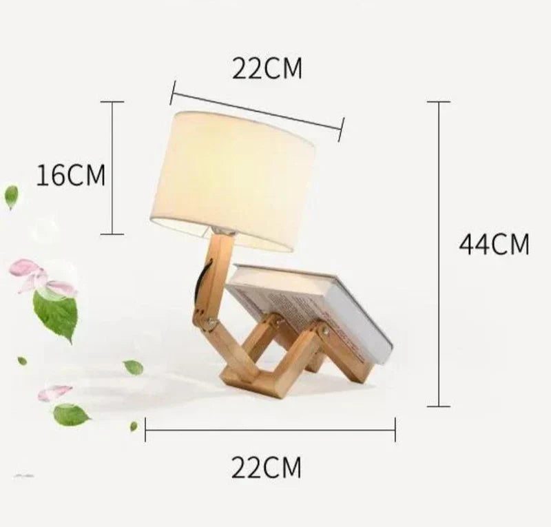 Brehn | Holz Tischlampe mit Bücherhalter - RutanFlex