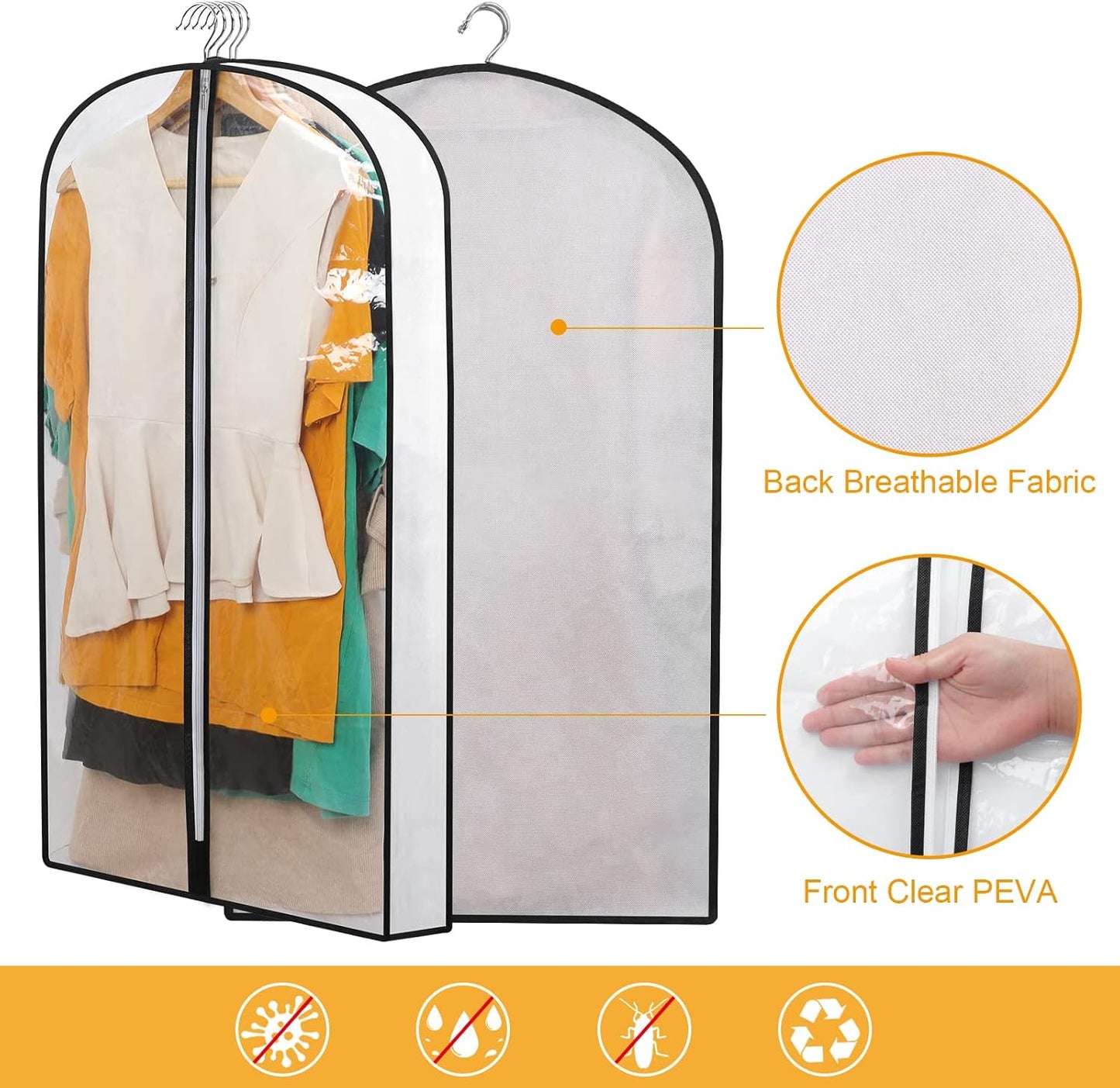 PEVA Kleiderhüllen-Set – 24er-Pack hängende Kleiderhüllen in 3 Größen | Brehn